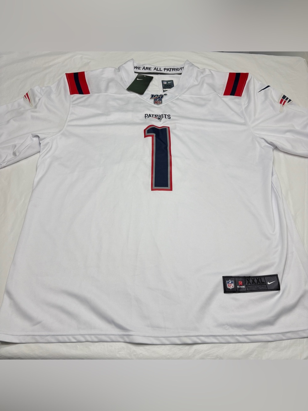 NEW Nike New England Patriots #1 Cam Newton Nike Jersey Men's XXXL White